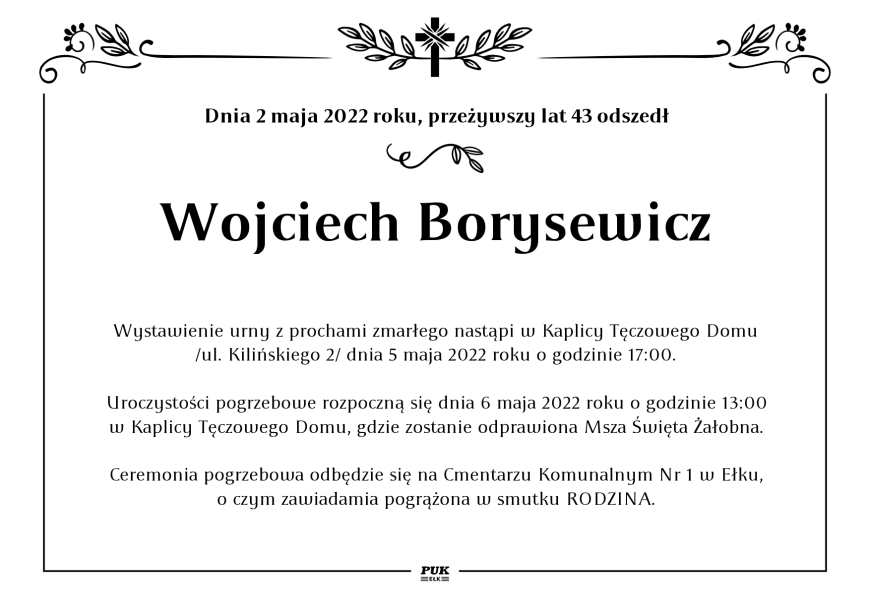 Wojciech Borysewicz - nekrolog